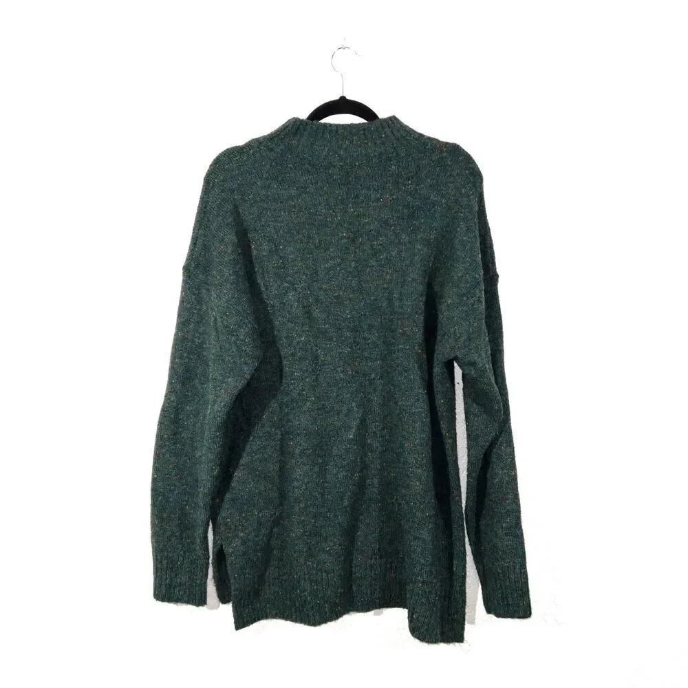 New Well Worn Green Wool Blend Nep Yarn Mock Neck‎ Sweater Size XL